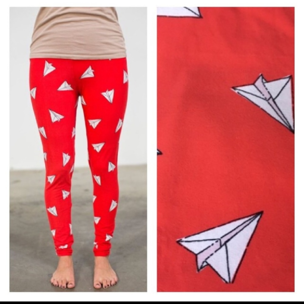 Lularoe unicorn paper airplane leggings
